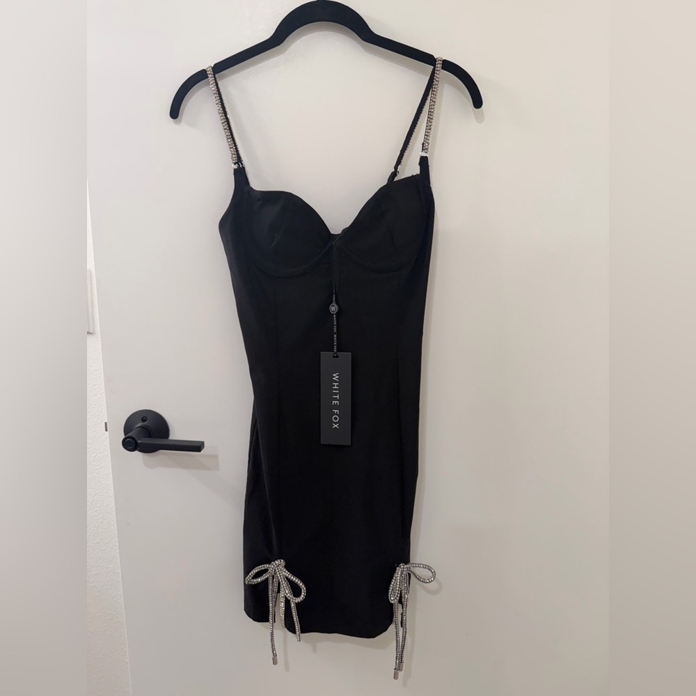 Sexy White Fox Black Obsession Mini Dress with Rhinestones - Picture 10 of 10
